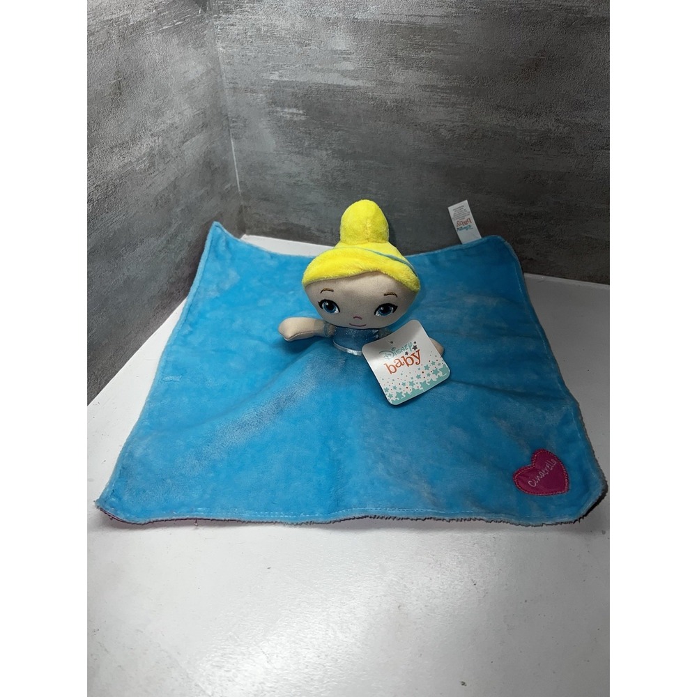 15" Disney Baby Princess Cinderella Security Blanket Plush Soft Toy Lovey Blue